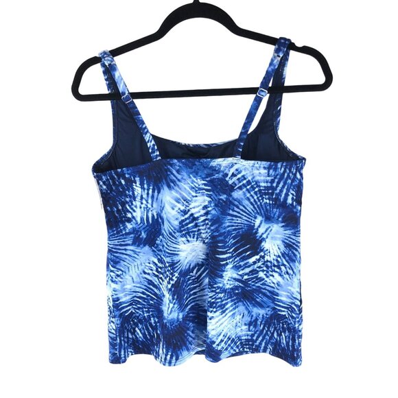 Lands End Chlorine Resistant Square Neck Underwire Tankini Swimsuit Top Blue 6 - Picture 2 of 4